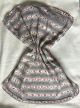 Load image into Gallery viewer, Baby Blanket - Grey & White with Blossom - 27” x 33” approx. Handmade Knitted