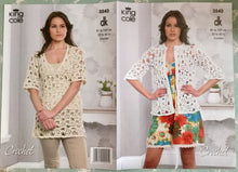 Load image into Gallery viewer, King Cole DK crochet pattern 3543 - cardigan & v-neck tunic - 32-42 ins