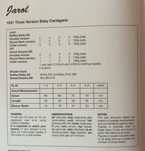 Load image into Gallery viewer, Jarol DK knitting pattern 1031 - Childrens Cardigans 60-79 cms #1