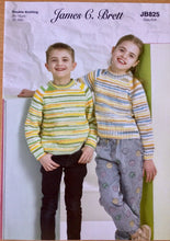 Load image into Gallery viewer, James C Brett DK pattern JB825 Childs Sweaters in Partytime Stripes DK 22-30 in
