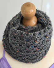 Load image into Gallery viewer, Women’s Hand Crocheted Scarf/Cowl/Neck Warmer Grey