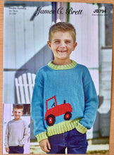 Load image into Gallery viewer, James C Brett DK pattern JB794 Childs Sweater in It’s Pure Cotton DK 22-30 ins
