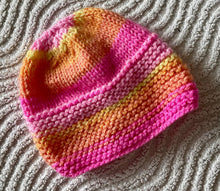 Load image into Gallery viewer, HAND KNITTED BABY HAT BEANIE Newborn Pink multi BRAND NEW