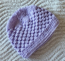 Load image into Gallery viewer, Hand Knitted Baby Hat Beanie Newborn Brand New Lilac