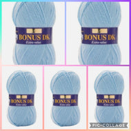 Sirdar Hayfield Bonus DK Kntting/Crochet Wool/Yarn Acrylic Powder Blue 5x100g