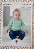 UKHKA DK knitting pattern 168 - Babies Sweater & Cardigans 16-22 ins