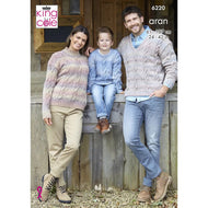 King Cole Aran Knitting pattern 6220 Cable Sweaters in Crescendo Aran 24-42 ins