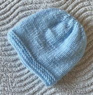 Baby Hat - Beanie Hat - Newborn Hand Knitted - Blue