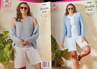 King Cole DK knitting pattern 5988 - Cardigan & Top in Linendale DK - 32-50 ins