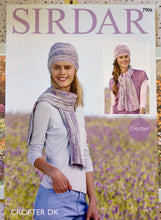 Load image into Gallery viewer,  Sirdar DK Crochet pattern 7906  Hats &amp; Scarves in Crofter DK
