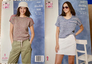 King Cole DK Knitting pattern 6352 Ladies Tops 32-50 ins