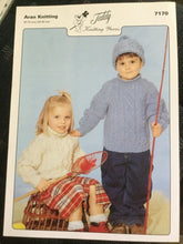 Load image into Gallery viewer, Teddy Aran knitting pattern 7170 - Childrens Sweaters &amp; Hat  20-30 ins
