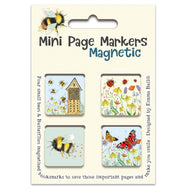Emma Ball 4 Mini Page Markers Magnetic Book Mark - Bees & Butterflies (PM14)