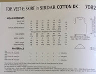 Sirdar DK knitting pattern 7082 - Ladies Top Vest & Skirt in Cotton DK 32-42ins