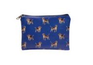 Beagle craft storage cosmetic makeup bag coin case Blue zipped lined Dog lover gift