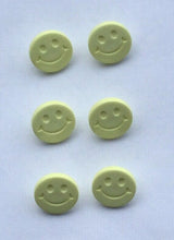 Load image into Gallery viewer, Smiley Face Buttons, Happy Face, Pack of 6, Shiny Finish, 15mm, Many Colours
