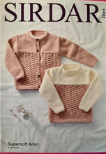 Load image into Gallery viewer, Sirdar Supersoft Aran Knitting Pattern 2504 Sweater &amp; Jacket 22-32 ins
