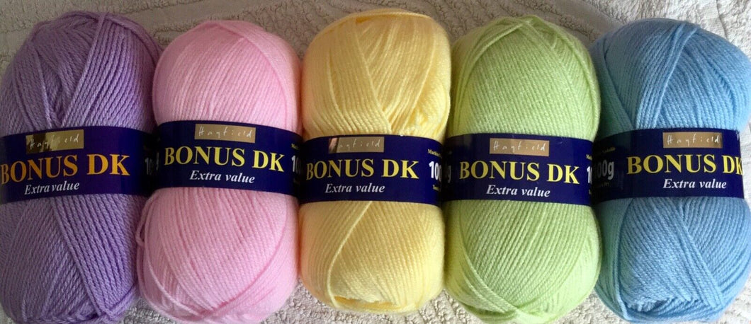 Hayfield Bonus DK 5 x 100g Yarn Pack Bundle Joblot - Pastels #569