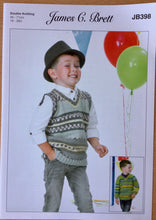 Load image into Gallery viewer, James C Brett DK pattern JB488 - Childs Slipover &amp; Sweater in Fairground DK
