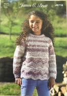 James C Brett chunky knitting pattern JB718 Girl’s Sweater #1