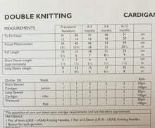 Load image into Gallery viewer, UKHKA DK knitting pattern 111 - Babies Cardigan 12-20ins
