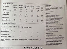 Load image into Gallery viewer, King Cole DK knitting pattern 5986 - Ladies Tops in Linendale DK - 32-50 ins
