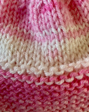 Load image into Gallery viewer, Hand Knitted Baby Hat Beanie Large Prem/Small Newborn Pink &amp; White Brand New
