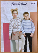 Load image into Gallery viewer, James C Brett DK pattern JB827 Childs Sweater/Cardigan in Partytime Stripes  DK
