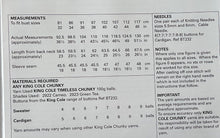 Load image into Gallery viewer, King Cole Chunky Knitting Pattern 5827 Ladies Sweater &amp; Cardigan 32-46 ins
