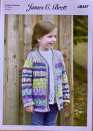 James C Brett double knitting pattern JB487 - Childs Cardigan in Fairground DK