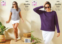 Load image into Gallery viewer, King Cole DK knitting pattern 5990 - Sweater &amp; Top in Linen DK - 32-50 ins
