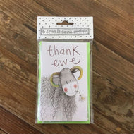 Alex Clark Pack of 5 Sparkly Thank Ewe Thank You Sheep Notelets & Envelopes NC14