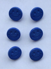 Load image into Gallery viewer, Smiley Face Buttons, Happy Face, Pack of 6, Shiny Finish, 15mm, Many Colours

