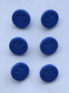 Smiley Face Buttons, Happy Face, Pack of 6, Shiny Finish, 15mm, Many Colours