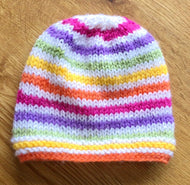 HANDMADE KNITTED BABY HAT BEANIE Newborn  BRAND NEW RAINBOW STRIPES