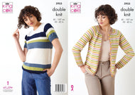 King Cole DK Knitting pattern 5955 Sweater & Cardigan 32-42 ins