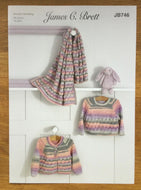 James C Brett DK Knitting pattern JB746 Baby Cardigan Sweater & Blankey 14-22 in