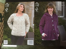 Load image into Gallery viewer, King Cole Aran Knitting pattern 3957 Jacket &amp; Sweater 28-46 ins
