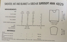 Load image into Gallery viewer, Sirdar Aran Knitting Pattern 4829 Baby’s Sweater Hat &amp; Blanket 16-20 ins
