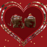 Set of 2 Christmas Trinkets In Hessian Sacks Santa & Snowman Small Ornaments New