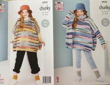 Load image into Gallery viewer, King Cole Chunky Knitting pattern 5933 - Safari - Girls’ Ponchos - 22-30 ins
