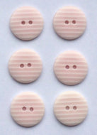 Pink and White Stripe 22mm Buttons, Pack of 6, Stripey, Polyester, Stripes