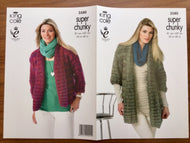 King Cole Super Chunky Knitting pattern 3580 Ladies’ Jackets 32-42 ins