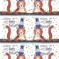 Gift wrap wrapping paper with 2 gift tags Two sheets Happy Birthday cat themed