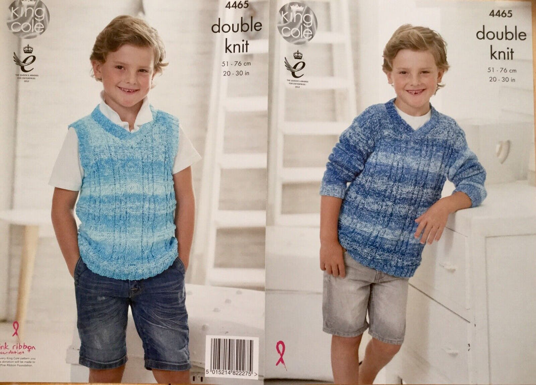 King Cole DK Knitting pattern 4465 Sweater & Tank Top in Vogue DK - 20-30 ins