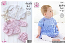 Load image into Gallery viewer, King Cole DK Knitting pattern 6104 Baby Jacket Angel Top Cardigan Hat 18-26 ins
