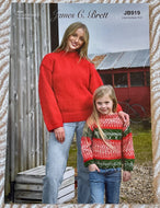 James C Brett Aran knitting pattern JB919 Child’s & Ladies Sweaters 20-50 ins