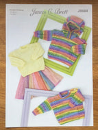 James C Brett DK Knitting pattern JB684 Baby Sweater & Hooded Sweater 14-22 in