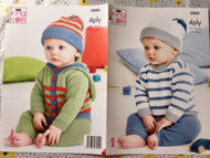 King Cole 4 ply knitting pattern 5880 - Baby Set - 14-22 ins