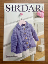 Load image into Gallery viewer, Sirdar Aran Knitting Pattern 5238 Baby’s A-Line Jacket 16-22 ins 
